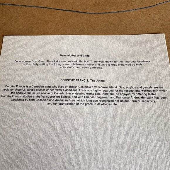 VTG Dorothy Francis Framed Lithograph Print Dane Mother and Child Inuit Alaskan - Picture 9 of 16